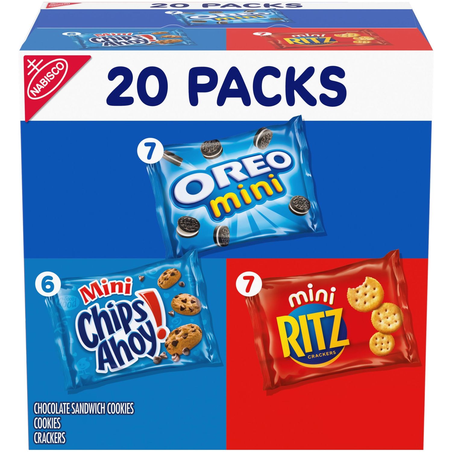 Nabisco Sweet &amp; Savory Mix Variety Pack, OREO Mini Cookies, CHIPS AHOY Mini Cookies &amp; RITZ Mini Crackers, 20 Snack Packs