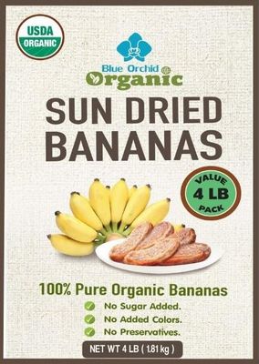 Organic Sun Dried Bananas BULK VALUE PACK Gift Set - No Sugar Added - No Preservatives - Unsulfured - Soft and Chewy Thai Natural Dry Fruit Snacks - 4 LB