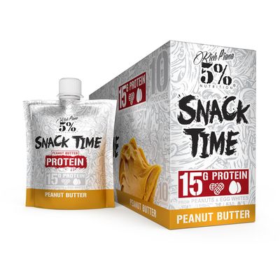 Rich Piana 5% Nutrition Snack Time | Squeezable Protein Shots | High Protein Snack Pouches | Convenient, Real Food Protein from Peanuts &amp; Egg Whites | 10-Count (Peanut Butter)