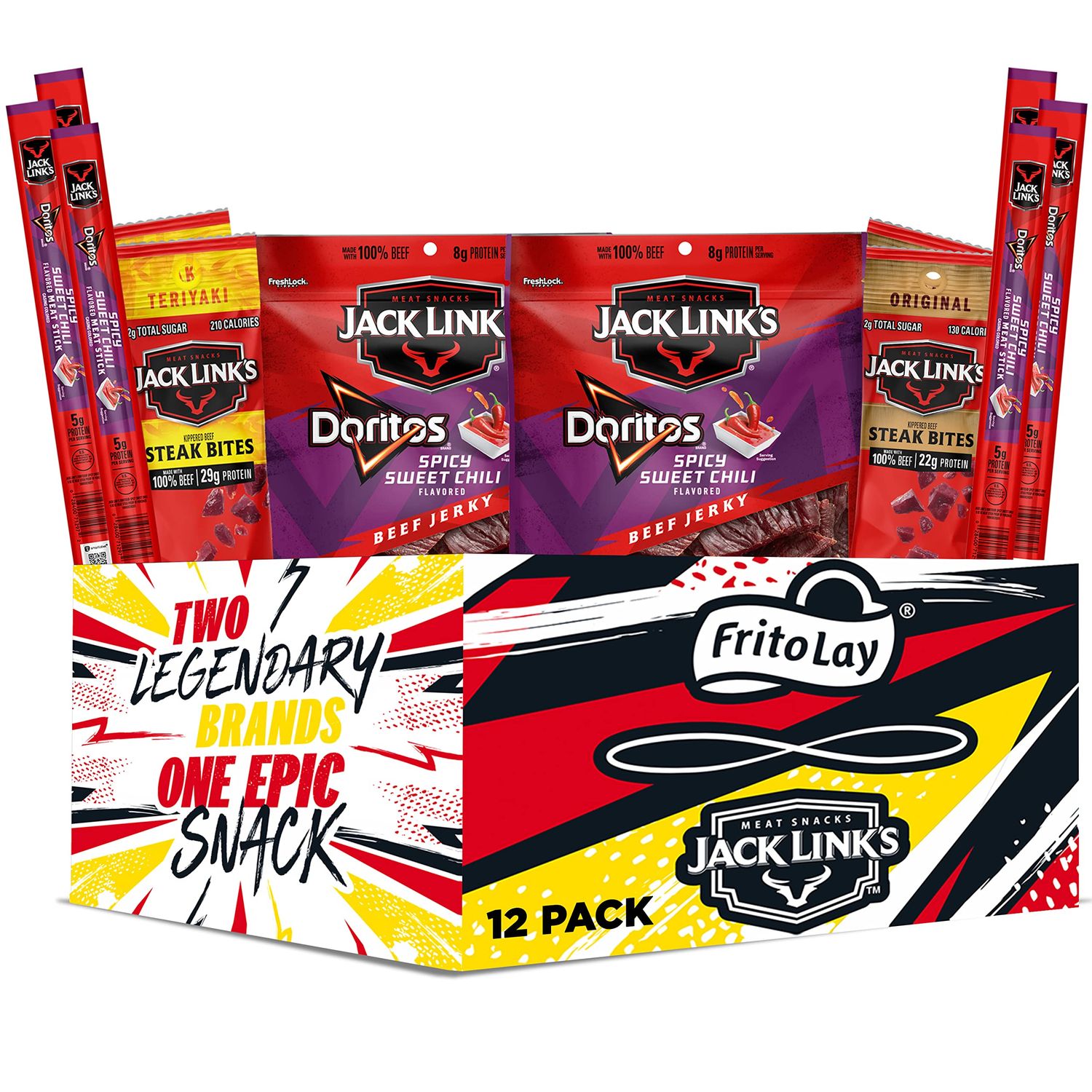 Frito Lay Jack Link&#39;s Meats Sampler Variety Pack, (Pack of 12)