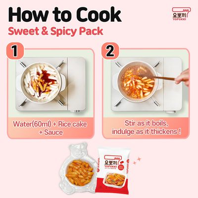 Yopokki Instant Tteokbokki Pack Set (6 Packs - 2 Sweet Mild Spicy, 2 Cheese, 1 Onion Butter, 1 Jjajang) Korean Street Food with Various Flavored Sauces - Quick & Easy to Prepare