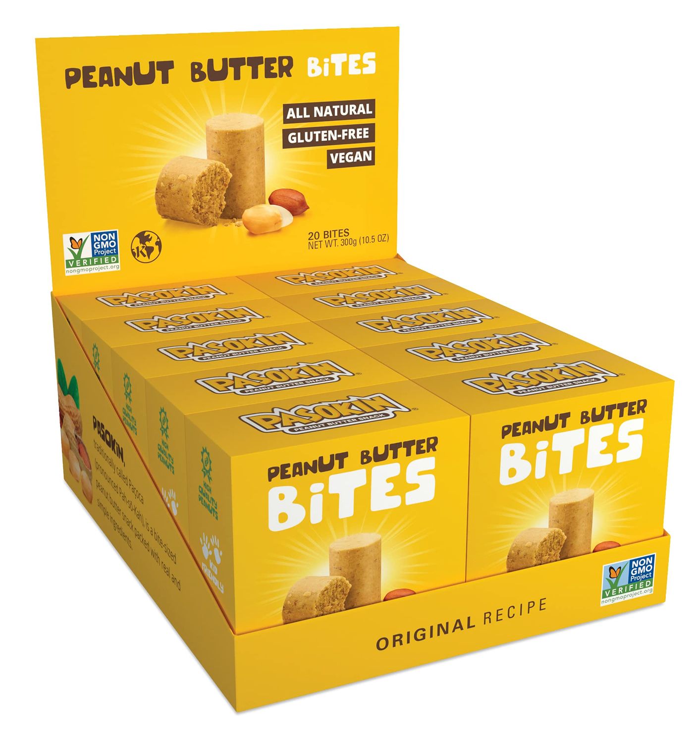 PASOKIN | Natural Peanut Butter Snack, Creamy PB Bites | Gluten Free, Vegan Protein | Pacoca Made in USA, 0.5 oz bites 20 count