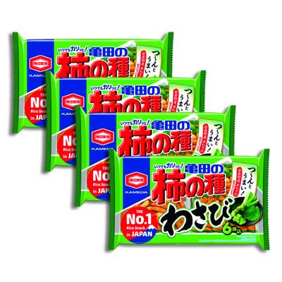 Kameda Seika Kakinotane Rice Cracker with Peanuts Wasabi Flavor 182g 6.4oz x 4 packs set