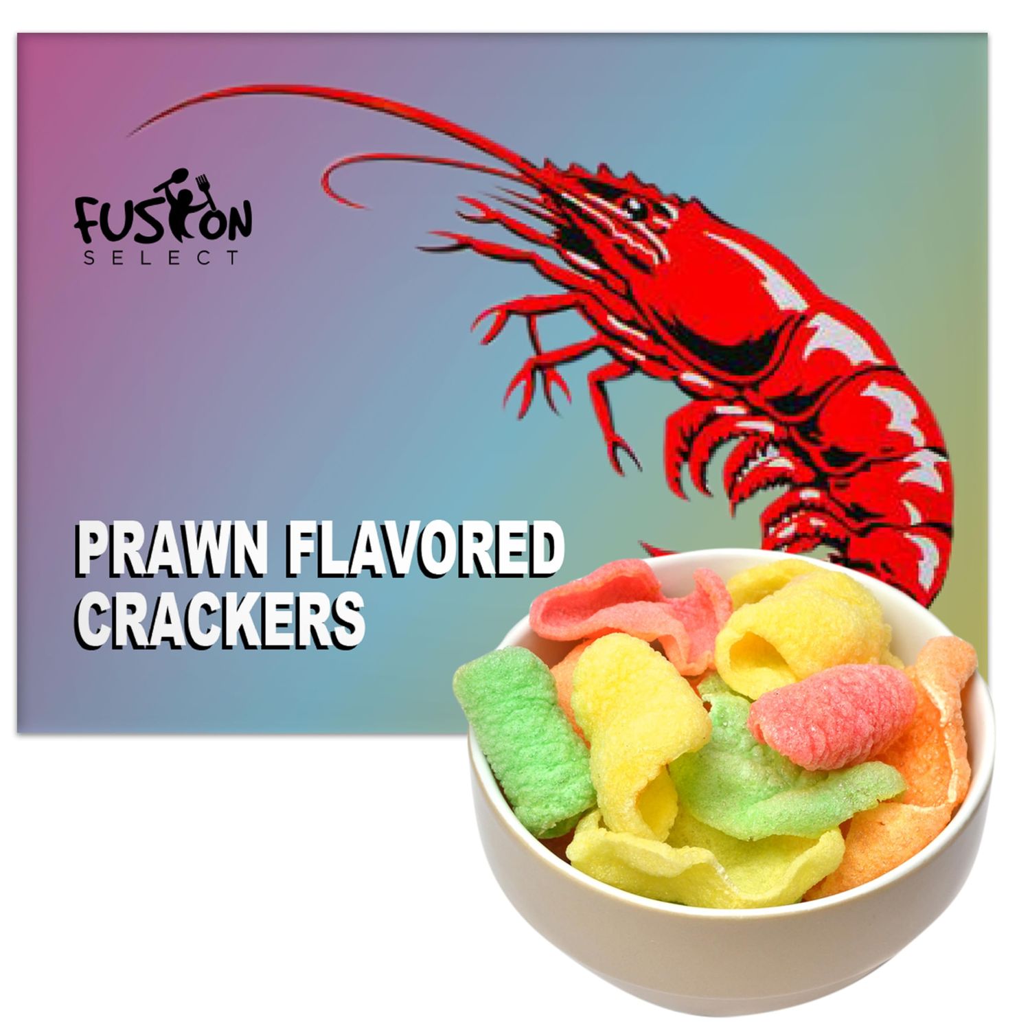 Fusion Select 1 Pk Uncooked Prawn Crackers - Multi-Colored Shrimp Chips for Sharing, Serving Snack Platters at Parties - Dehydrated Seafood Chips, Ready to Cook &amp; Easy to Fry - Savory Asian Snacks 8oz