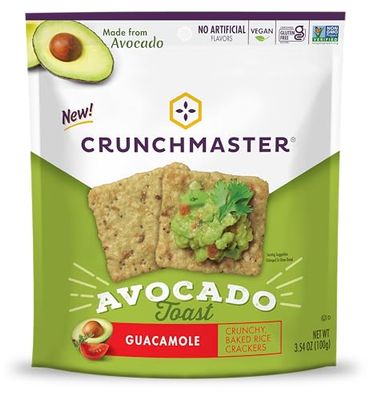 Crunchmaster Gluten-Free Avocado Toast Guacamole Crackers, 3.54 oz (Pack of 12)