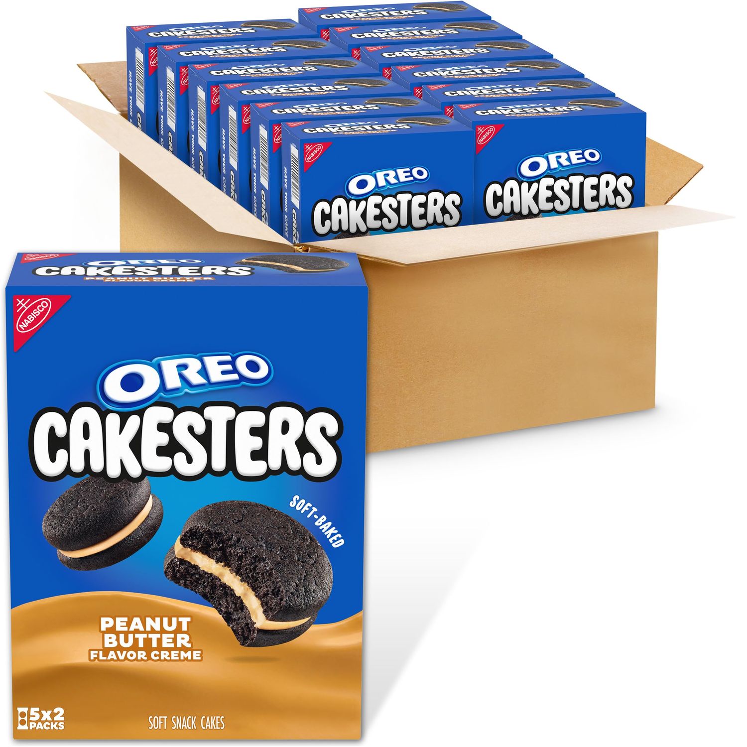 OREO Peanut Butter Creme Cakesters Soft Snack Cakes, 12-5 Count Packs (60 Total Snack Packs)