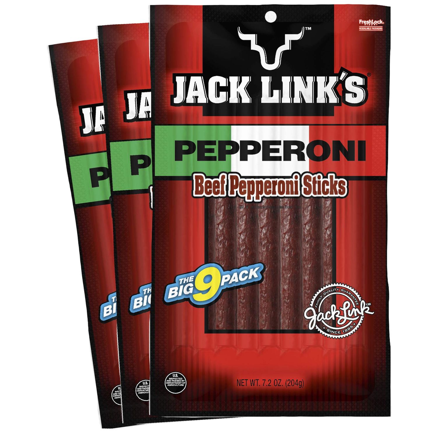 Jack Link&#39;s Pepperoni Beef Snack Sticks Big , 7.2 Ounce (Pack of 3)