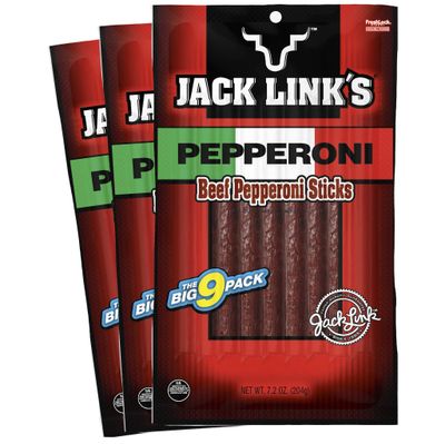 Jack Link&#39;s Pepperoni Beef Snack Sticks Big , 7.2 Ounce (Pack of 3)