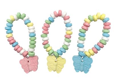 Butterfly Candy - 24 Butterfly Shaped Candy Bracelets Indvidually Wrapped Bulk - Great for Butterfly Party Favors