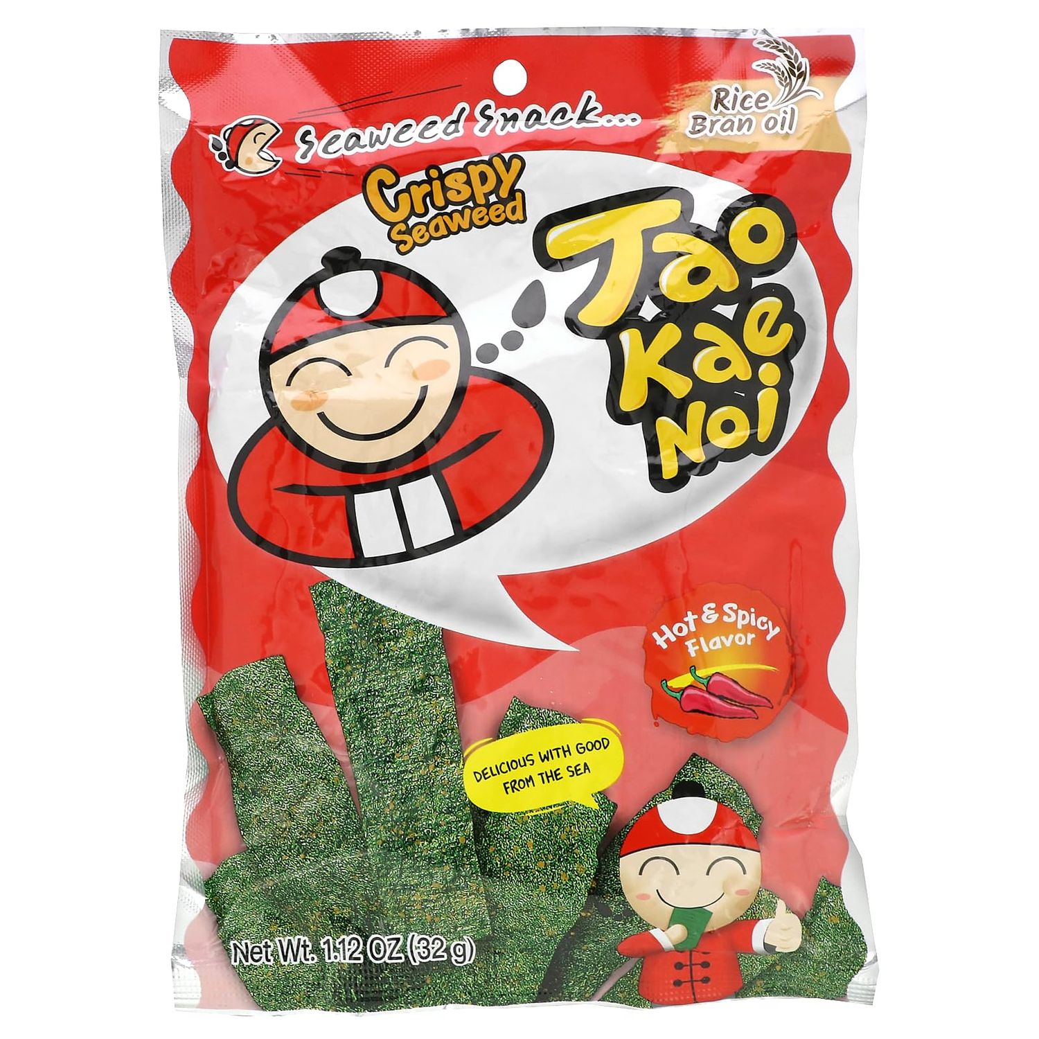 Tao Kae Noi Crispy Seaweed Snack, Hot &amp; Spicy , 1.12 oz (32 g)