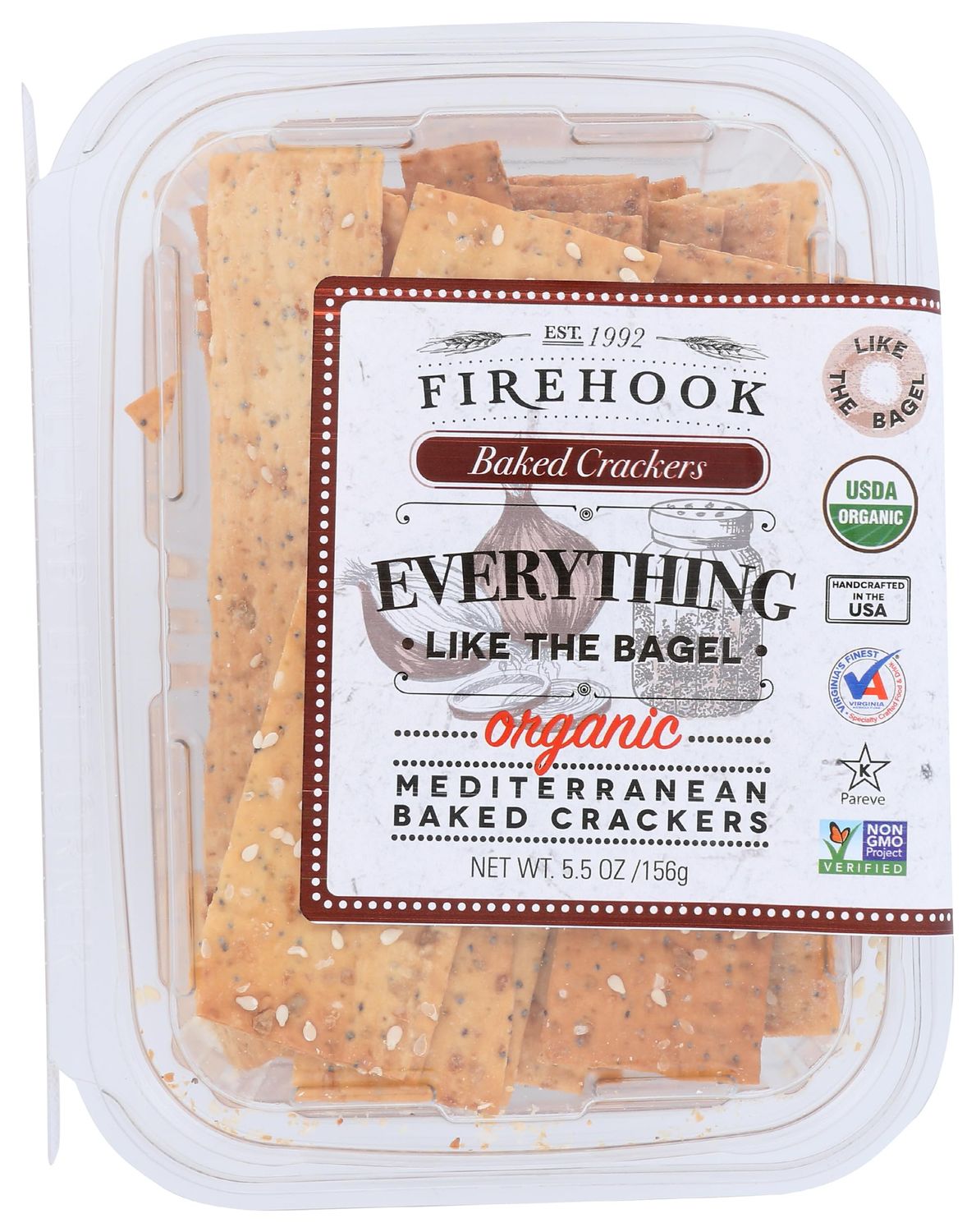 FIREHOOK BAKED CRACKERS Organic Everything Like The Bagel Baked Crackers, 5.5 OZ