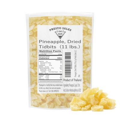 Pineapple Diced, Natural Energy, Flavorful, Party, Snack, Healthy, Fruity, Sweet, Lovable, Packed in a resealable pouch bag of (11 lbs). by Presto Sales LLC