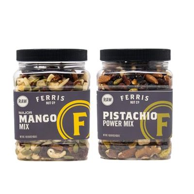 Ferris Coffee &amp; Nut Co. Assorted Trail Mix - Raw Major Mango and Pistachio Power - Gourmet Trail Mix with Dried Fruits, No Added Salt - Healthy Snacks for Kids and Adults - 16 oz. Jar (Pack of 2)