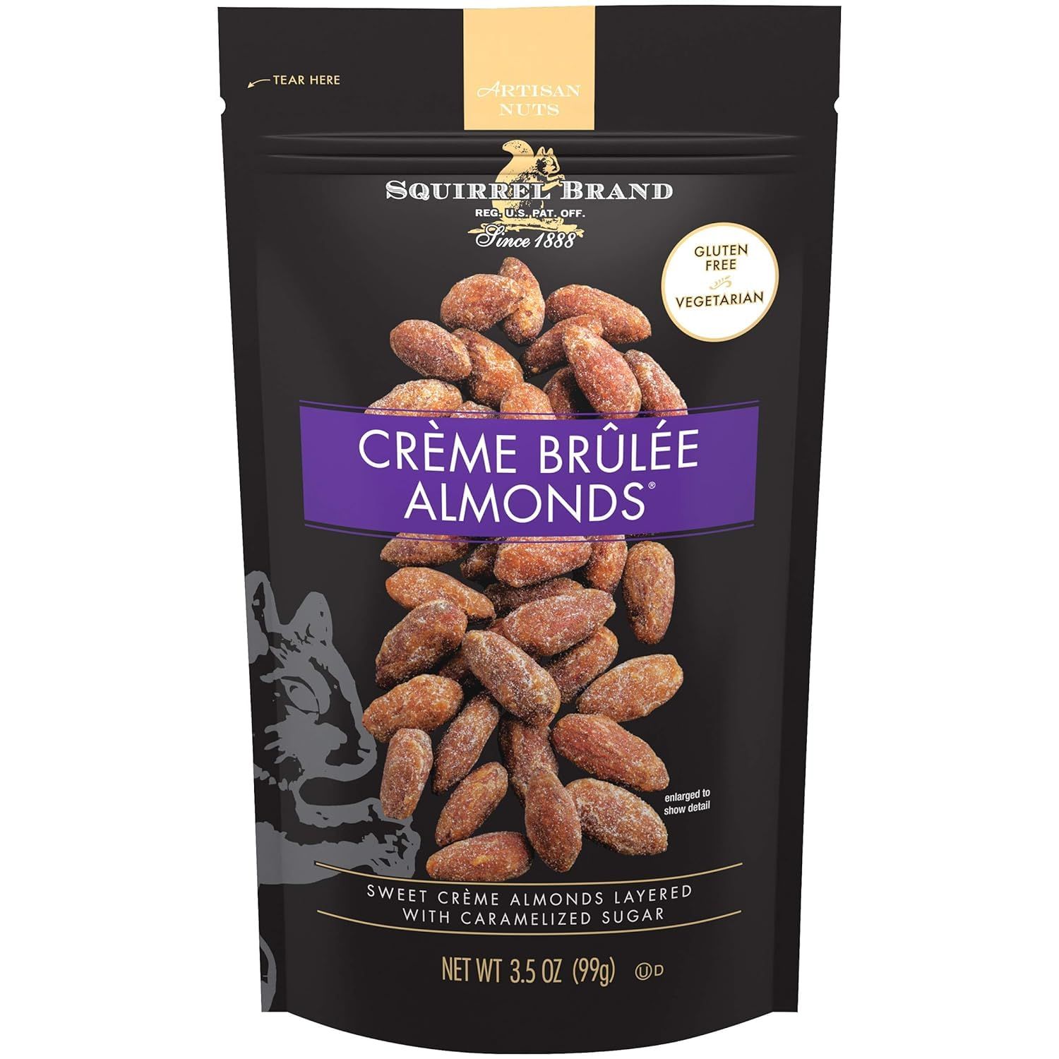 SQUIRREL BRAND CrÃƒÂ¨me Brulee Almonds, 3.5 OZ Resealable Bag