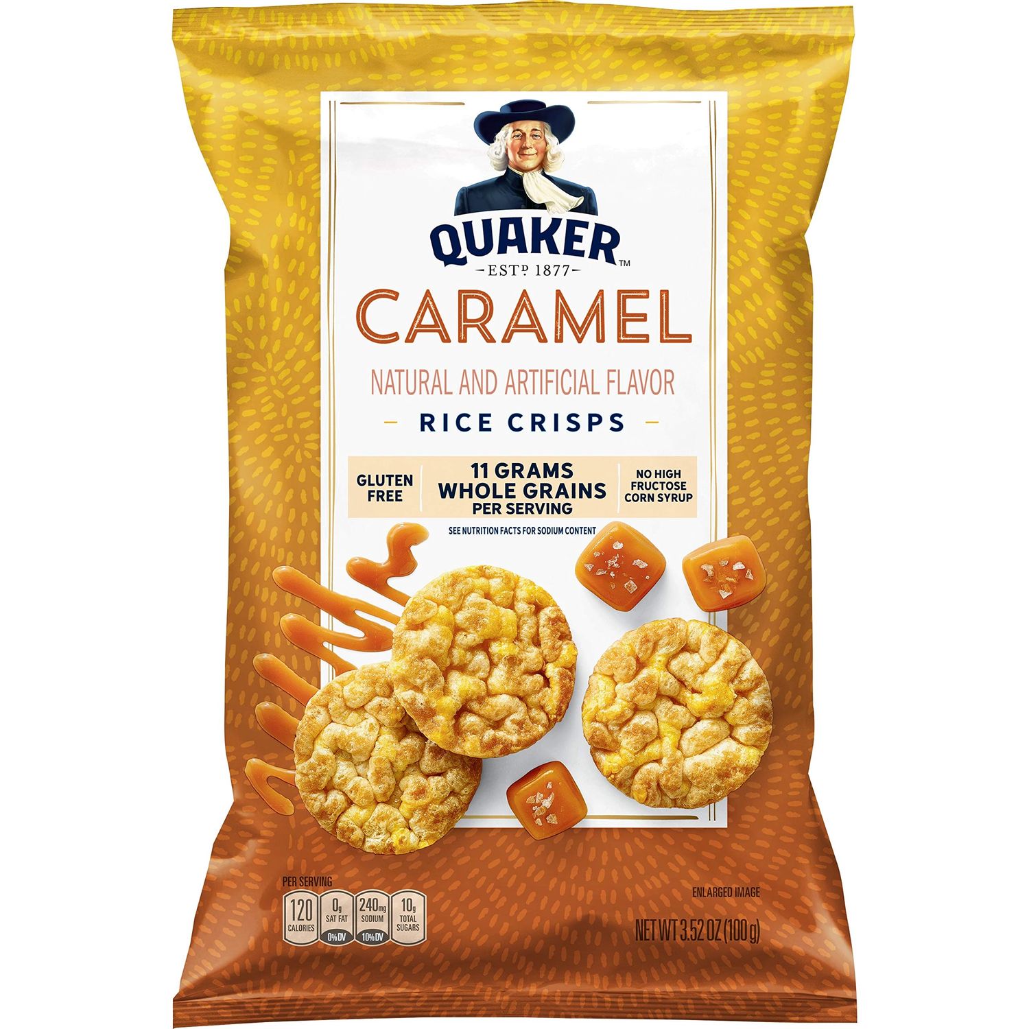Quaker Rice Crisps, Caramel, 3.52oz Bag