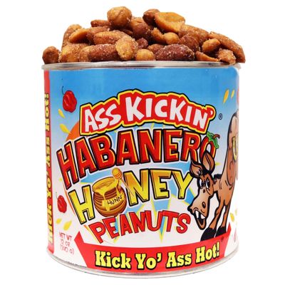 KICKIN Habanero Honey Spicy Hot Peanuts - 12oz - Ultimate Spicy Gourmet Gift Peanuts - Try if you dare
