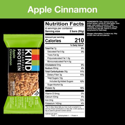 KIND Breakfast Protein Bars, Apple Cinnamon, Healthy Snacks, Gluten Free, 30 Count