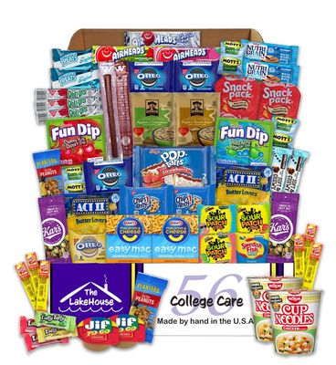 College Care Package for Guys Girls - 56 Count Snack Box Variety Pack - Care Packages for College Students - Dorm Snacks - College Dorm Room Essentials - College Food - Gift Basket from The LakeHouse