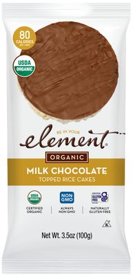 ELEMENT, Rice Cake, Og2, Milk Choc, Pack of 6, Size 3.5 OZ, (Low Carb Gluten Free Kosher Low Sodium Vegan Wheat Free Yeast Free 95% Organic)