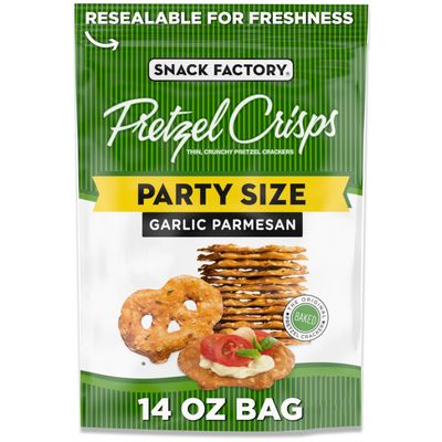 Snack Factory Garlic Parmesan Pretzel Crisps, 14 OZ Party Size Bag