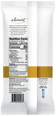 ELEMENT, Rice Cake, Og2, Milk Choc, Pack of 6, Size 3.5 OZ, (Low Carb Gluten Free Kosher Low Sodium Vegan Wheat Free Yeast Free 95% Organic)