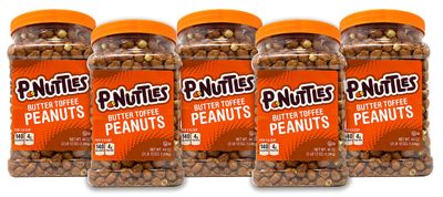 P-Nuttles Butter Toffee Covered Peanuts, Toffee Peanuts, 44 Ounce Jar Made in the USA, Kosher, Peanuts Sweet, Party Snack, Nuts Gift, Peanuts Bulk, Sweet Salty Snack - Pack of 5