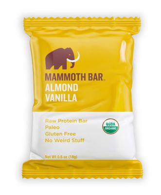 Mammoth Bar Almond Vanilla Mini Bar - Mini Organic Snack Bar Packed with 4g Protein. Made with Premium Almond, Dates &amp; Egg White Protein. Paleo  Gluten Free  Raw - 16 Mini Bars