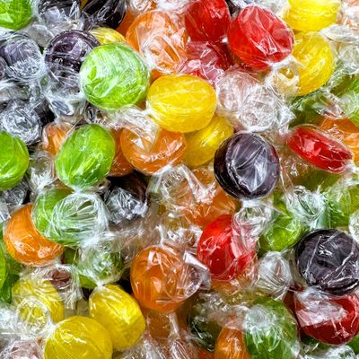 Assorted Fruit Buttons Hard Candy - 1 Pound Bulk Bag (Approx 78 Pieces) - Individually Wrapped Fruit Discs Hard Candies
