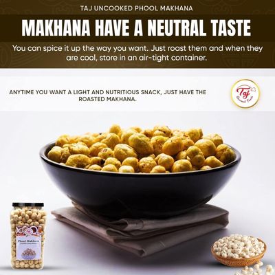 TAJ Uncooked Phool Makhana | 3.5-Ounce (100g) | Fox Nut, Popped Lotus Seed
