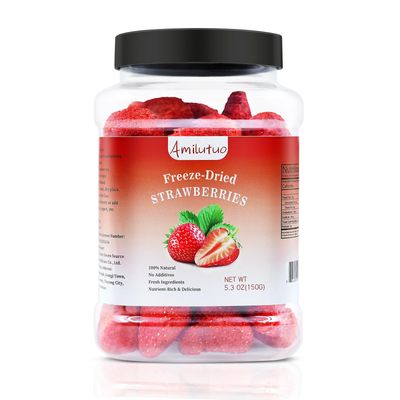 Freeze Dried Strawberries, 5.3OZ150g Freeze Dried Fruit, Whole Dehydrated Strawberry for Breakfast Cereal Bowls Salad, Granola Bars, Ice Cream - Freeze Dried Snacks