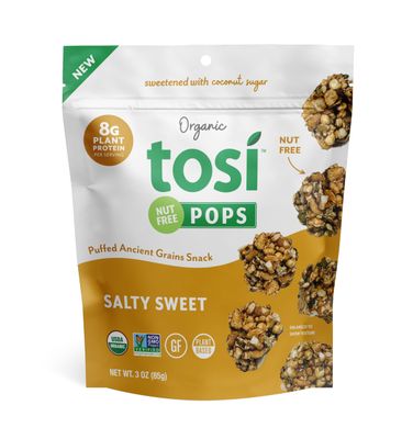 Tosi Salty Sweet SuperPops, Plant Based, Gluten-Free Crunchy Snacks, Vegan, Organic, Nut-Free, Allergen-Friendly, Nutrient-Dense, Popable, Light and Crispy Snack, 8G Protein, 180 Calories, 4-Pack