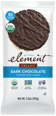 Element Snacks - Dark Chocolate Topped Rice Cakes (Pack of 6), All-Natural Rice, Organic Healthy Snacks for Kids or Adults, Non GMO, Certified Gluten-Free and Kosher
