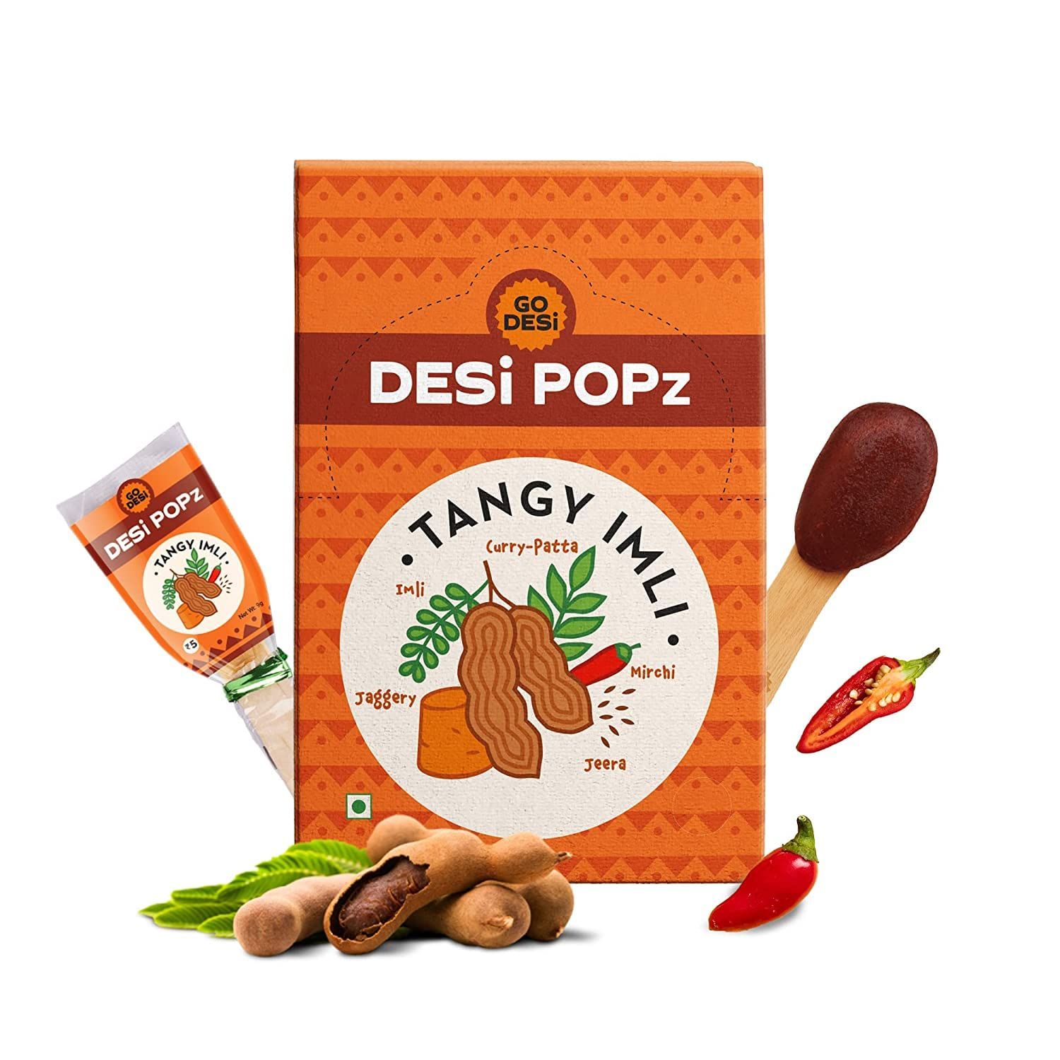 GO DESi Tamarind Lollipops | 50 Pieces | Fruit Candy | Desi Pops | 450 gm | Spicy (Sweet and Sour)