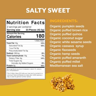 Tosi Salty Sweet SuperPops, Plant Based, Gluten-Free Crunchy Snacks, Vegan, Organic, Nut-Free, Allergen-Friendly, Nutrient-Dense, Popable, Light and Crispy Snack, 8G Protein, 180 Calories, 4-Pack