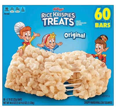 Kellog sRice Krispiexs Treats, Crispy Marhsmallow Cereal Bars| Individually Wrapped Lunchs Snacks Grab N Go Kid Snacks | (60 Bars, Original)