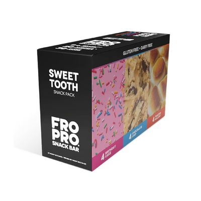 FROPRO Plant Protein Snack Bars - Plant Based Protein Bars, All-Natural, Gluten, Dairy, & Soy Free, High Protein Bars with Low Calories | Sweet Tooth, 12 Pack