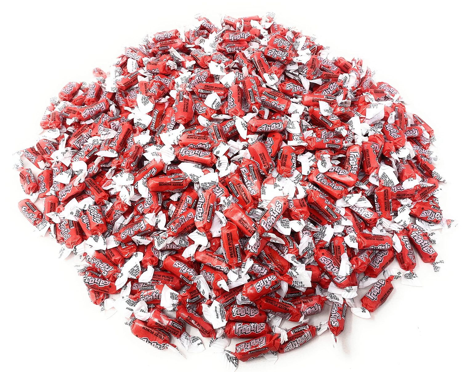 Bulk Fruit Punch Flavor Tootsie Roll Frooties Chewy Red American Taffies Candy Individually Wrapped In Resealable Assortit Bag 5 Lb 735pcs (80-Oz) - Made In USA