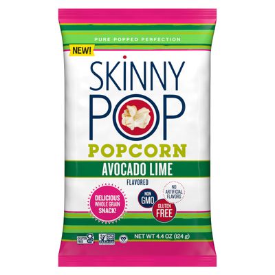 SkinnyPop Avocado Lime Popcorn, Gluten Free, Non-GMO, Healthy Popcorn Snacks, Skinny Pop, 4.4oz Grocery Size Bag