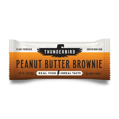 Thunderbird Bars Energy Snack, Gluten-Free with Protein, Healthy Real Food, Vegan Non-GMO, No Added Sugar, Peanut Butter Brownie Flavor (12 Count, 1.7 oz. Bars)