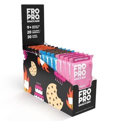 FROPRO Plant Protein Snack Bars - Plant Based Protein Bars, All-Natural, Gluten, Dairy, &amp; Soy Free, High Protein Bars with Low Calories | Sweet Tooth, 12 Pack