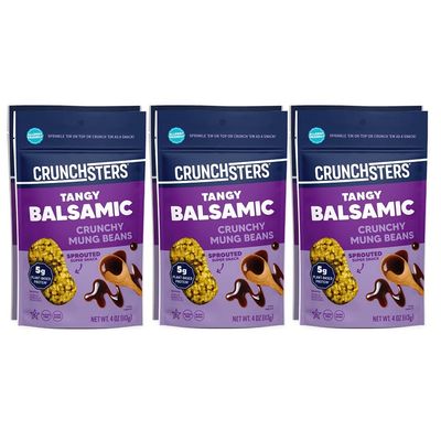 Crunchsters Crunchy Mung Beans Snack, Tangy Balsamic, 4oz. Bags, 6-Pack