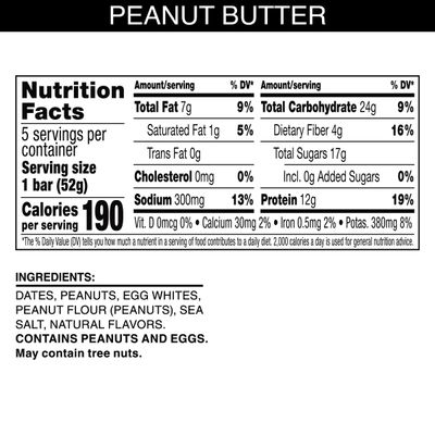 RXBAR Protein Bars, Protein Snack, Snack Bars, Peanut Butter, 9.15oz Box (5 Bars)