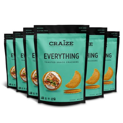 Craize Everything Crisps | Gluten Free, Vegan, Kosher, Toasted Corn Crackers | 6 pack, 4 oz each