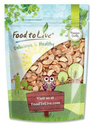 Dry Roasted Cashew Halves and Pieces with Himalayan Salt, 2 Pounds - Oven Roasted Nuts, Lightly Salted, No Oil Added, Vegan Snack, Keto, Kosher, Bulk. High in Protein. Great for Baking