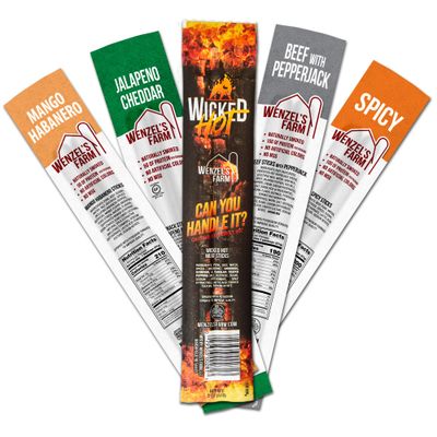 Wenzels Farm Wicked Spicy Snack Sticks Variety 5 Pack | Flavorful, Naturally Smoked  High Protein, Low Carb  No MSG, Fillers, Binders, Artificial Colors  Gluten Free