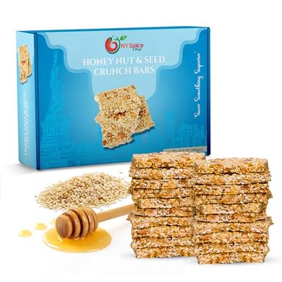 NY SPICE SHOP Honey Nut and Seed Crunch Bars - 1 Pound (16 oz.) Honey Sesame Brittle - Sesame Seed Candy - Sesame Seed Honey Bars - Great Snack &amp; Crunchy Flavour