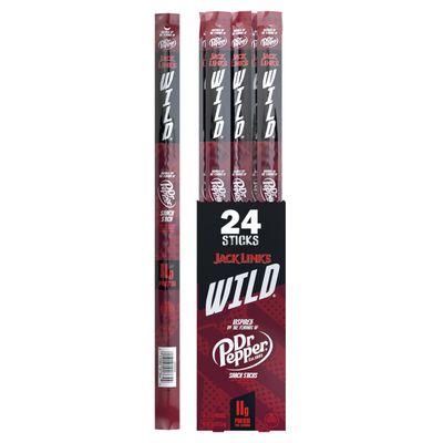 Jack Link&#39;s Wild Snack Sticks - Dr. Pepper Inspired Flavors - Individually Wrapped Sticks with 11g of Protein, Inspired by the Flavors of Dr. Pepper - 2.2 Oz. (24 Count)