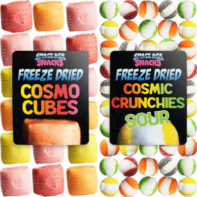 Freeze Dried Candy Variety Pack - Freeze Dried Cosmo Cubes and Sour Cosmic Crunchies - Freeze Dried Candy Shipped in Box for Extra Protection - Freeze Dry Candy Dry Freeze Candy for All Ages