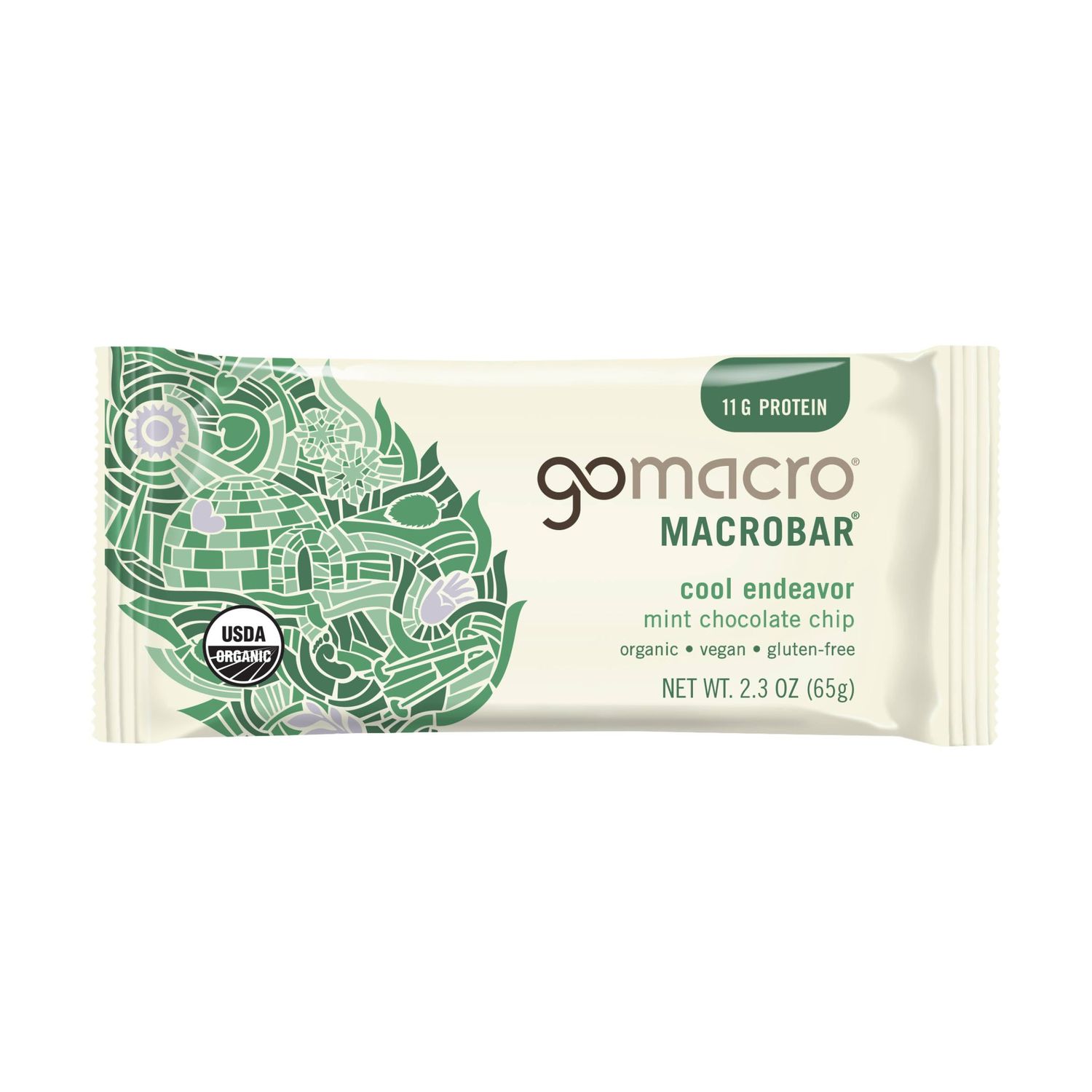 GOMACRO Organic Mint Chocolate Chip Bar Single, 2.3 OZ
