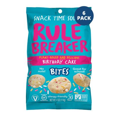Rule Breaker Snacks Vegan Gluten Free | Birthday Cake Blondie Cookie Bites | Plant-Based, Dairy, Nut, Soy, Allergen Free, Kosher | Soft-Baked School Snacks for Kids and Adults (Pack of 6)